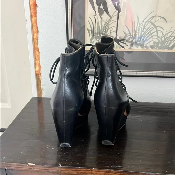 John Fluevog Black Wedge Platform Shoes - Picture 4 of 5